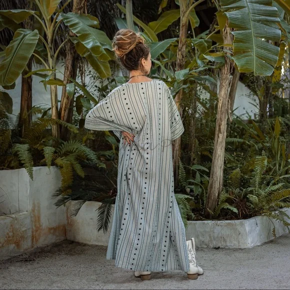 Rosa Dress Kaftan Printed Women Beach Coverups Boho Abaya Gown Festival Dress - Picture 3 of 4